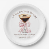 A tini One Pink Bow Baby Shower Paper Plate ペーパープレート (正面)