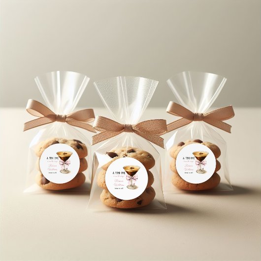 A Tini One Pink Bow Espresso Martiniベビーシャワー ラウンドシール