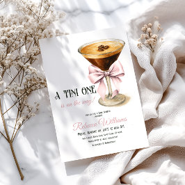 A Tini One Pink Bow Espresso Martiniベビーシャワー 招待状