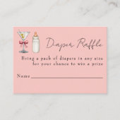 A Tini One Pink Martiniおむつラッフルベビーシャワー エンクロージャーカード (正面)