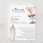 A Tini One Pink Martini QRコードベビーシャワー 招待状 (正面)