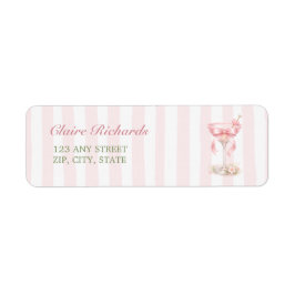 A Tini One Pink Stripes Baby Shower Return Address ラベル