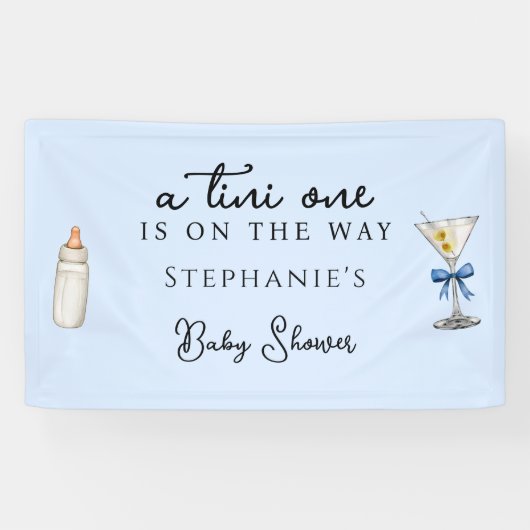 A Tini One The Way Blue Martini Baby Shower 横断幕 (横)