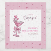 A Tiny Bit Engaged Pink Martini Bridal Shower Wine ワインラベル (シングルラベル)