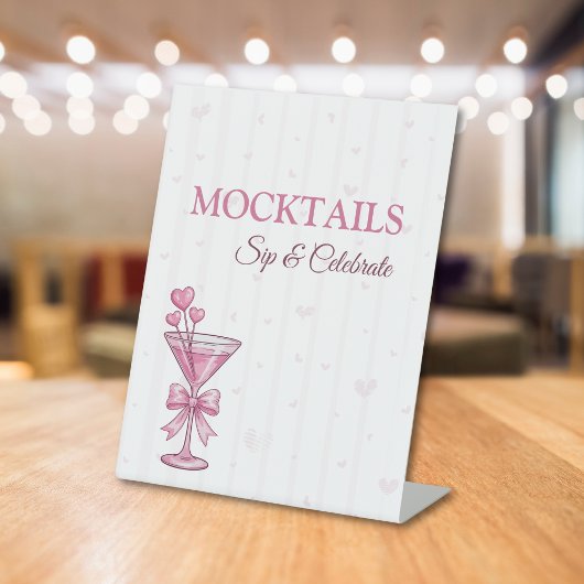 A Tiny Bit Engaged Pink Mocktails Bar Sign 台座サイン