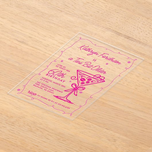 A Tiny Bit Older Espresso Martini 60誕生日 アクリル招待状 (レイダウン)