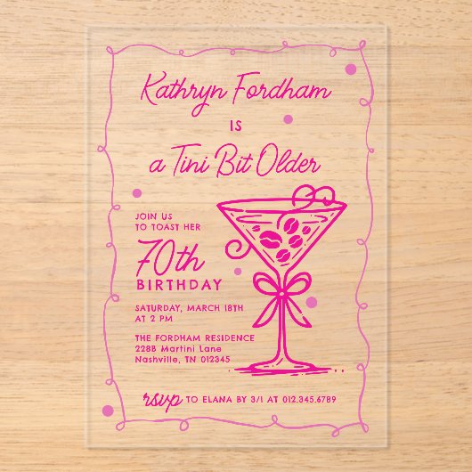 A Tiny Bit Older Espresso Martini 70誕生日 アクリル招待状 (正面)