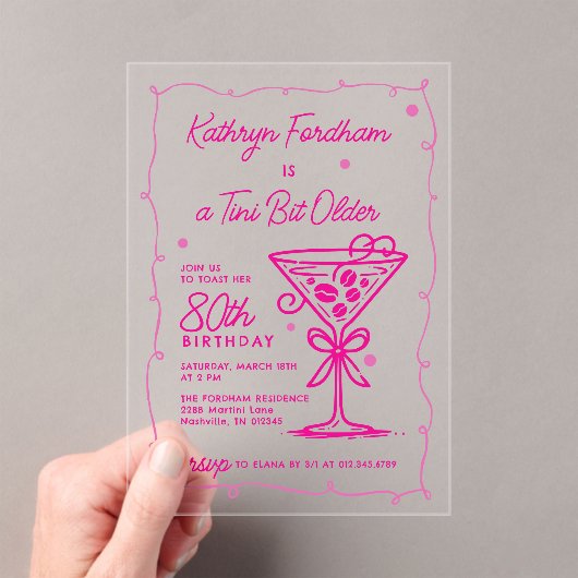 A Tiny Bit Older Espresso Martini 80誕生日 アクリル招待状 (インサイチュ (ポータブル))
