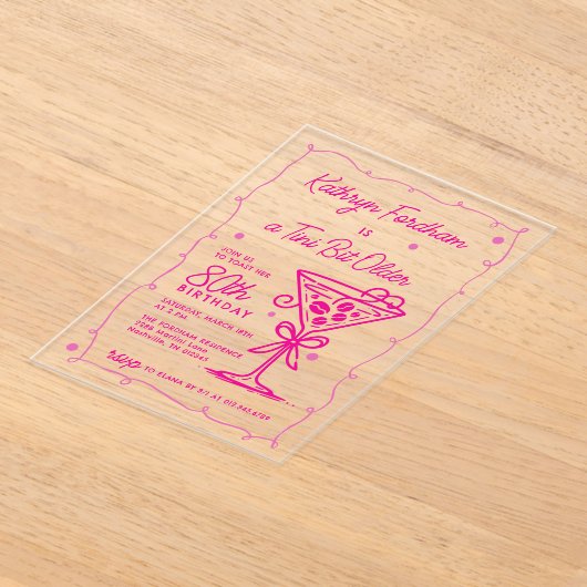 A Tiny Bit Older Espresso Martini 80誕生日 アクリル招待状 (レイダウン)