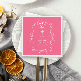 A Tiny Bit Older Pink Hand Drawn Birthday Party  スタンダードカクテルナプキン