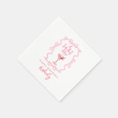 A Tiny Bit Older Pink Red Hand Drawn Birthday スタンダードカクテルナプキン (角)