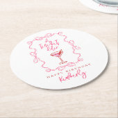 A Tiny Bit Older Scribbles Martini Birthday Party ラウンドペーパーコースター (アングル)