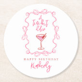 A Tiny Bit Older Scribbles Martini Birthday Party ラウンドペーパーコースター (正面)
