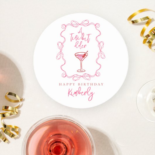 A Tiny Bit Older Scribbles Martini Birthday Party ラウンドペーパーコースター