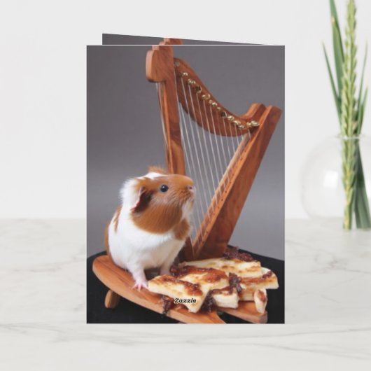 A Tiny Harpist’s Hello – Elegant Guinea Pig Card カード (裏面)