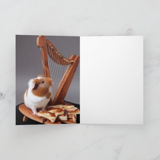 A Tiny Harpist’s Hello – Elegant Guinea Pig Card カード (内部)
