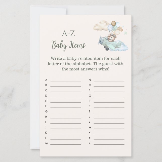 A to Z Baby Items Game Bearly Wait Airplane Boy (正面)