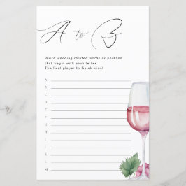 A to Z Vino before Vowsブライダルシャワーゲーム