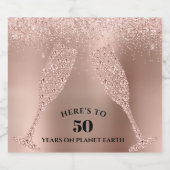 A Toast of the Bubbly 50誕生日バラ金ゴールド スパークリングワインラベル (シングルラベル)