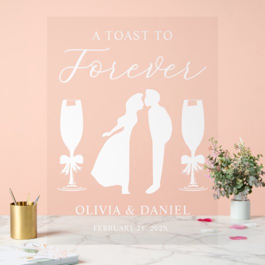A Toast to Forever Personalized Wedding アクリルサイン (ウェディング)