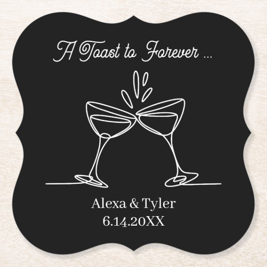 A Toast to Forever | Personalized Wedding ペーパーコースター (正面)