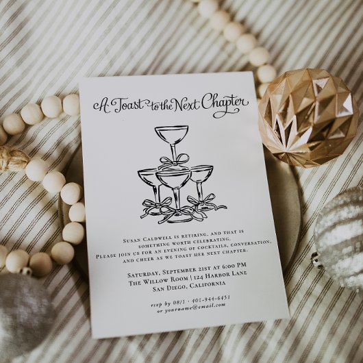 A Toast to the Next Chapter | Elegant Retirement  招待状