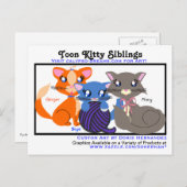 A*  Toon Kitty Siblings Business Card Postcard ポストカード (正面/裏面)