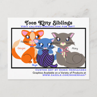 A*  Toon Kitty Siblings Business Card Postcard ポストカード