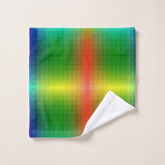 A towel set and washcloth display vibrant rainbow  バスタオルセット (ウォッシュタオル)