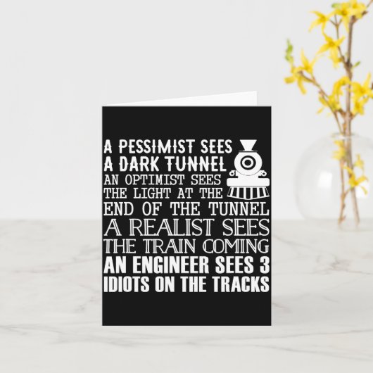 A Train Engineer And 3 Idiots Funny Joke カード (黄色い花)