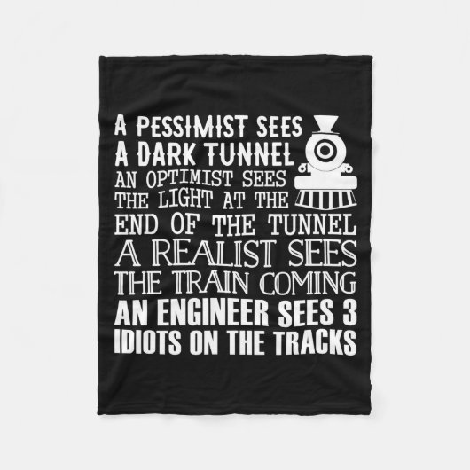 A Train Engineer And 3 Idiots Funny Joke  フリースブランケット (正面)