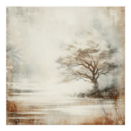 A Tree In The Mist Old Photo Graphic Design ポスター