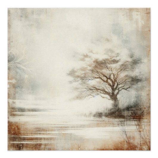 A Tree In The Mist Old Photo Graphic Design ポスター (正面)