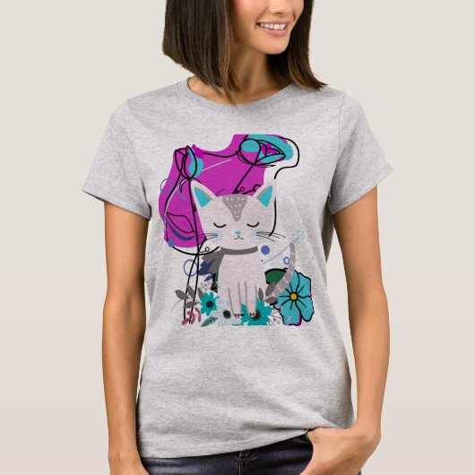 A Trendy Cat Lover Colourful Design Tシャツ (正面)