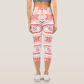 A trendy red and white fabric pattern design カプリレギンス (裏面)