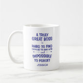 A Truly Great Boss Personalized Royal Blue コーヒーマグカップ (左)