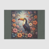 A tucan bird in the jungle with flowers 薄葉紙 (正面)