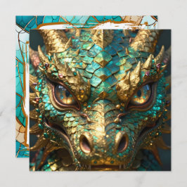 A Turquoise and Gold Dragon Mystical カード