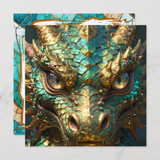 A Turquoise and Gold Dragon Mystical カード (正面/裏面)