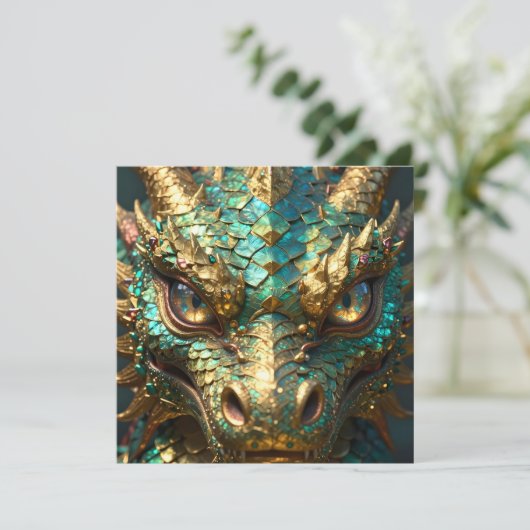 A Turquoise and Gold Dragon Mystical カード (スタンド正面)