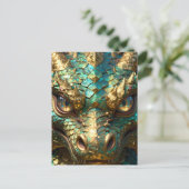 A Turquoise and Gold Dragon Mystical ポストカード (スタンド正面)