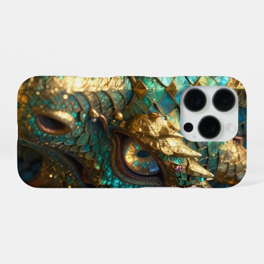 A Turquoise and Gold Dragon Mystical iPhoneケース (裏面横)