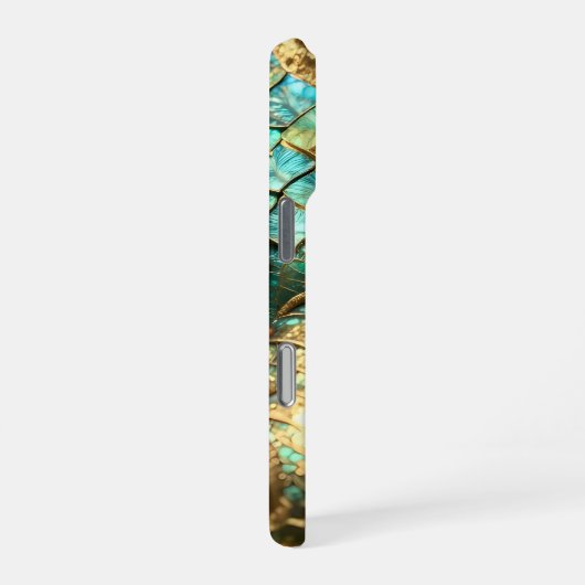 A Turquoise and Gold Dragon Mystical iPhoneケース (右側面)