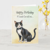 A Tuxedo Cat Personality Birthday Animal カード (黄色い花)