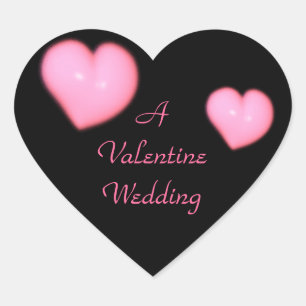 "A Valentine 結婚's" – ブラックのピンクハート ハートシール
