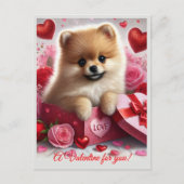 A Valentine for You Cute Pomeranian Dog  シーズンポストカード (正面)