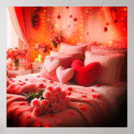 A Valentine's Day Bedroom Decorated With Love on a ポスター