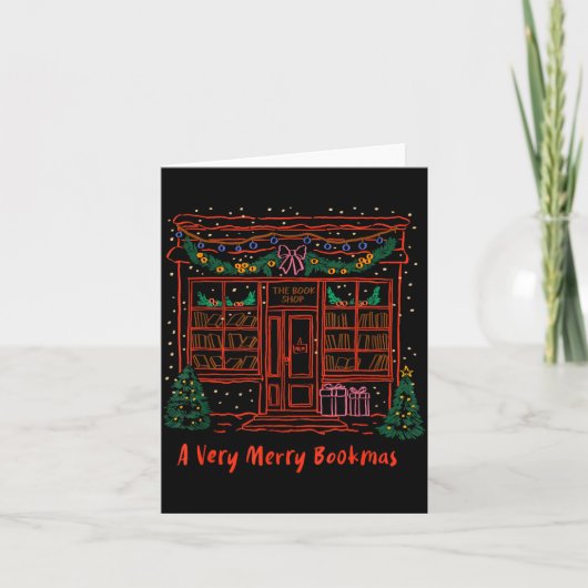 A Very Merry Bookmas Cozy Christmas Bookstore Holi カード (正面)