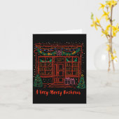 A Very Merry Bookmas Cozy Christmas Bookstore Holi カード (黄色い花)