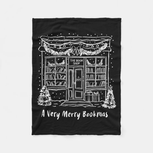 A Very Merry Bookmas Cozy Christmas Bookstore Holi フリースブランケット (正面)